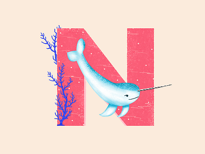 Narwhal - 36 Days of Type 36daysoftype animal cute design iceland illustration narwhal ocean porpoise travel typography unicorn visual whale