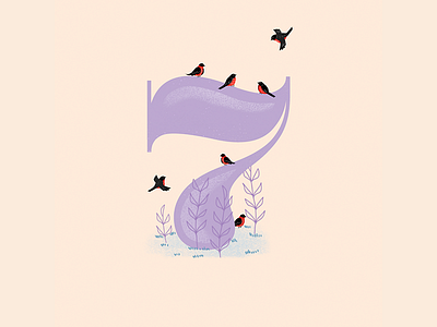 7 - 36 Days of Type 36daysoftype animals birds colors cute design illustration nature red robins visual winter