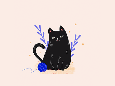 Gatto Nero animal black bright cat colors cute design fluffy illustration kitten nature photoshop visual yarn