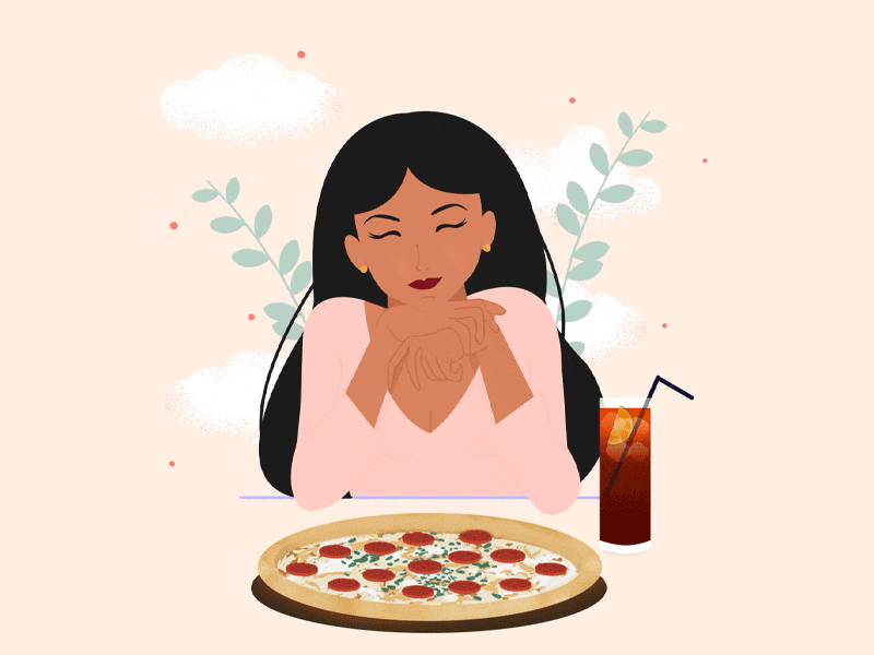 Friday Afternoon Pizza & Coke animation branding clouds coca cola coke design food illustration italian italy milan nature pepperoni pink pizza pretty rome travel woman