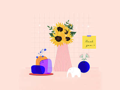 Still Life - Vases aesthetic ceramic colors design elephant illustration italy nature sparkle still still life sunflower travel vases vector visual