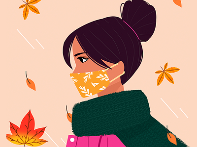 Autumn Leaves 2020 autumn covid19 design face mask fall fashion illustration italy leaf leaves maple mask scarf seasons visual winter