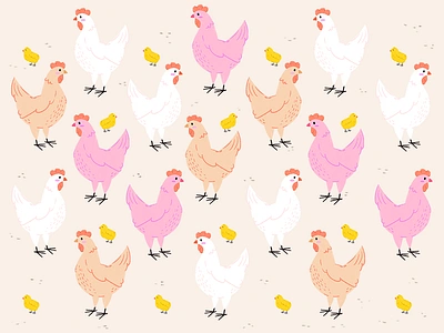 Hen Party animals bachelorette barn birds bride chicken chicks cute digital illustration farm hen party hens illustration illustrator nature party pattern procreate surface pattern design travel