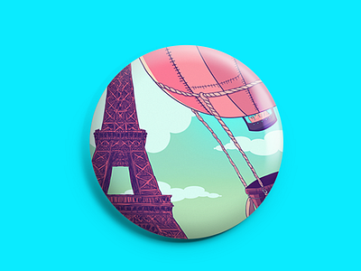 Paris Badge badge balloon eiffel illustration love paris sky tower