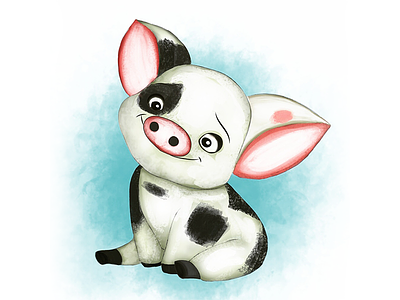 Pua | Moana animal brush character disney moana pastel photoshop pig pua quick sketch