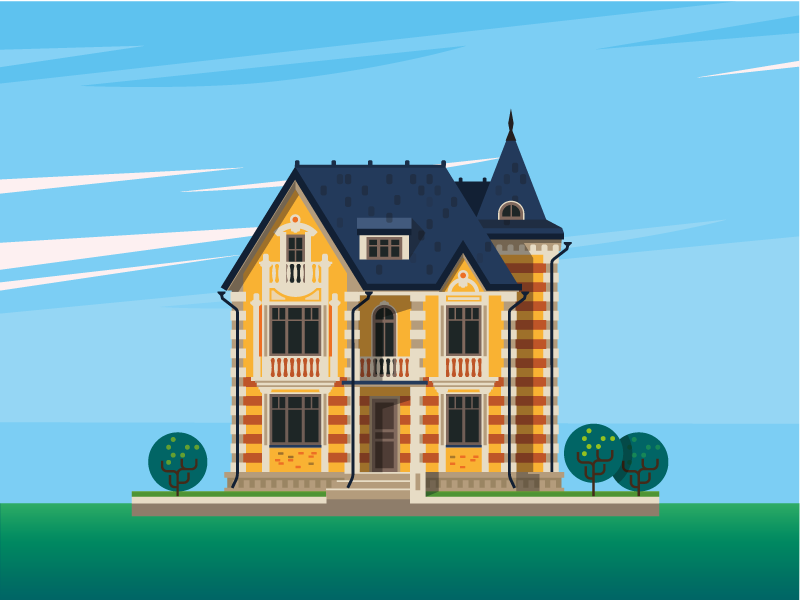 Houses in the countryside sky italy europe houses travel visual design illustration