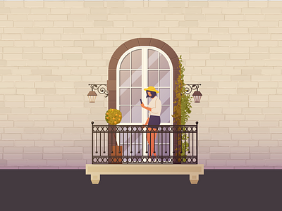 Summer Balcony balcony europe illustration italy summer sun travel vector villa wall window