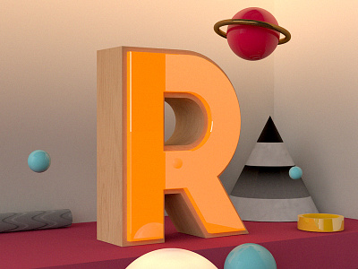 3D 3d cinema 4d colour letter r typeface