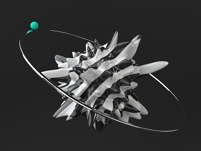 Noisy Planet 3d abstract black and white gloss lines minimal render shiney