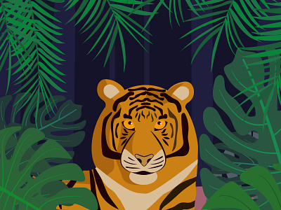 Tiger in the jungle design graphic design illustration vector