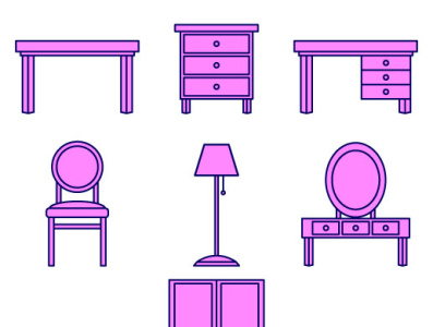pink icons with furniture design flat graphic design icon illustration illustrator logo vector