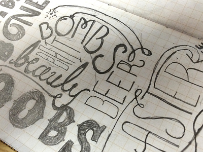 The Letter B doodle hand drawn lettering mashed pencil type