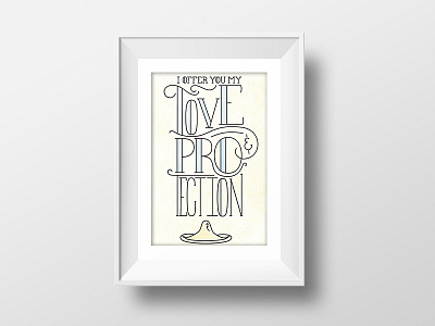 "Love & Protection" condom hand lettering letters pale pun safety witty