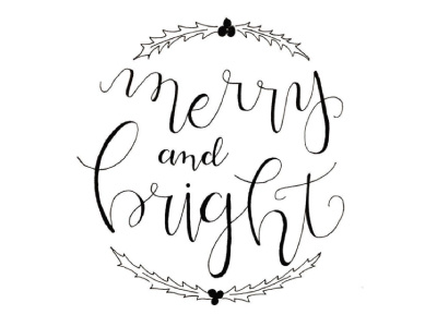 Merry & Bright bright christmas hand lettered hand lettering holiday holly lettering merry type typography