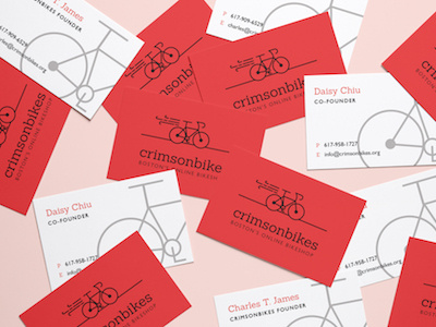 crimsonbikes Business Cards bicycle bike black business cards pink red type typography white