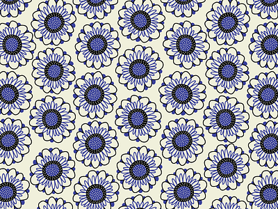 Flower Power blue cream flower pattern vector vector art vintage