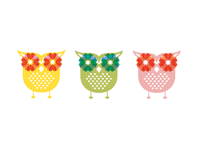 I've Only Got Eyes For You green heart illustration owl pink print vector yellow