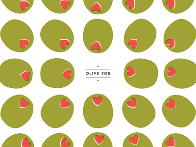 Olive You green heart illustration love olive red typography vector