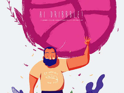 Hi Dribbble! dribbble flower hello hi illustration nature