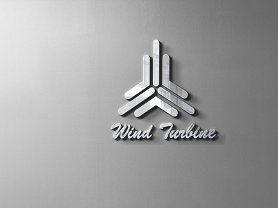 wind turbine silver 3D logo branding design illustration logo vector website