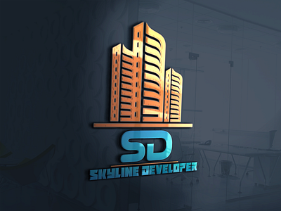 Real Estate 3D logo on wall art branding design graphic design illustration illustrator logo typography vector website