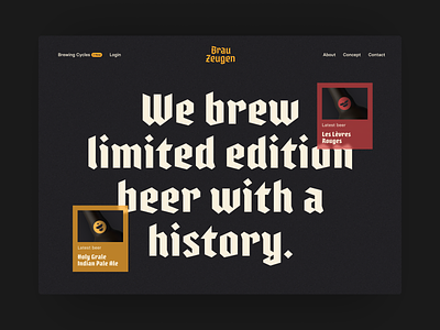Brauzeugen – Micro Brewery Landing Page beer beer bottle brewery dark dark ui design landing landing page typography ui ux web design website