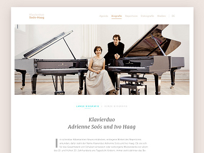 Klavierduo Biography branding classical clean initial minimal ui web design