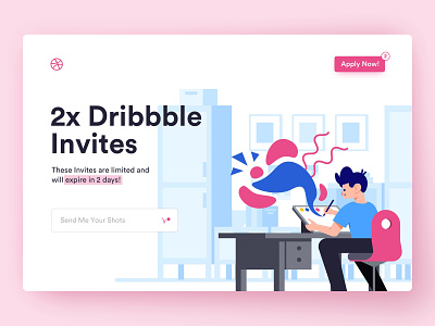 Two Dribbble Invites branding clean colorful dribbble invite dribbble invites illustration invite invites landing page minimal typography ui vector web design