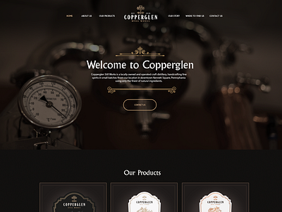 Web design for Gin company gin sepia spirits