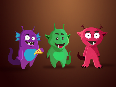 Cartoon monsters concept cartoon illustration photoshop