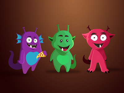 Cartoon monsters concept