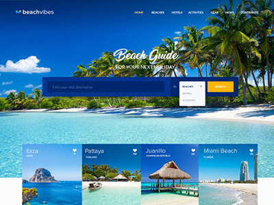 Preview of summer experience/lifestyle project beach web design