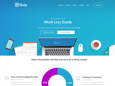 Design proposal for Quip contest startup web design