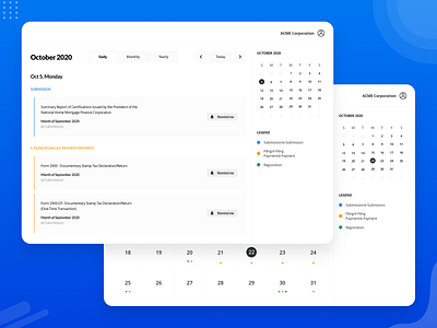 Tax Calendar Web UI