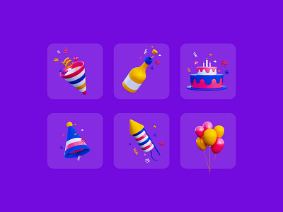 3D Birthday Party Icon 3d birthday icon 3d icon ui