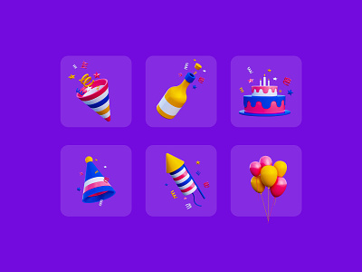 3D Birthday Party Icon