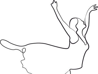 Dancing Girl One Line Art