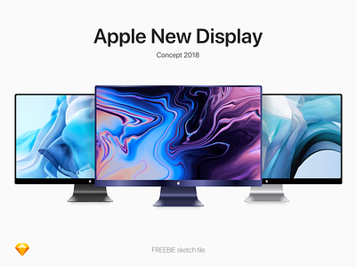 Apple New Display Concept apple black blue concept display free freebie mockup silver sketch thunderbolt vector