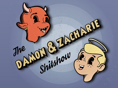 Damon & Zacharie cartoon design illustration vector vintage