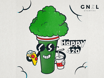 Happy 420 GNrL Studios 420 brocoli cartoon illustration vector weed
