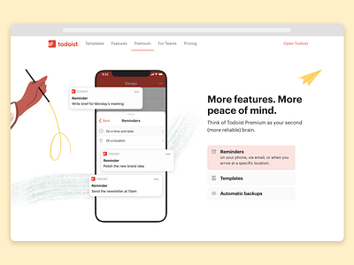 Todoist Foundations Landingpage – Premium details app icon live marketing productivity project real task management todo todoist