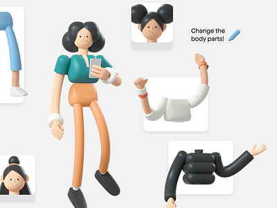 Homies 3D - 3D Character Constructor and 3D Object Library 3d 3d characters 3d icon 3d icon set 3d objects characterdesign icon illustration skeumorphism ui