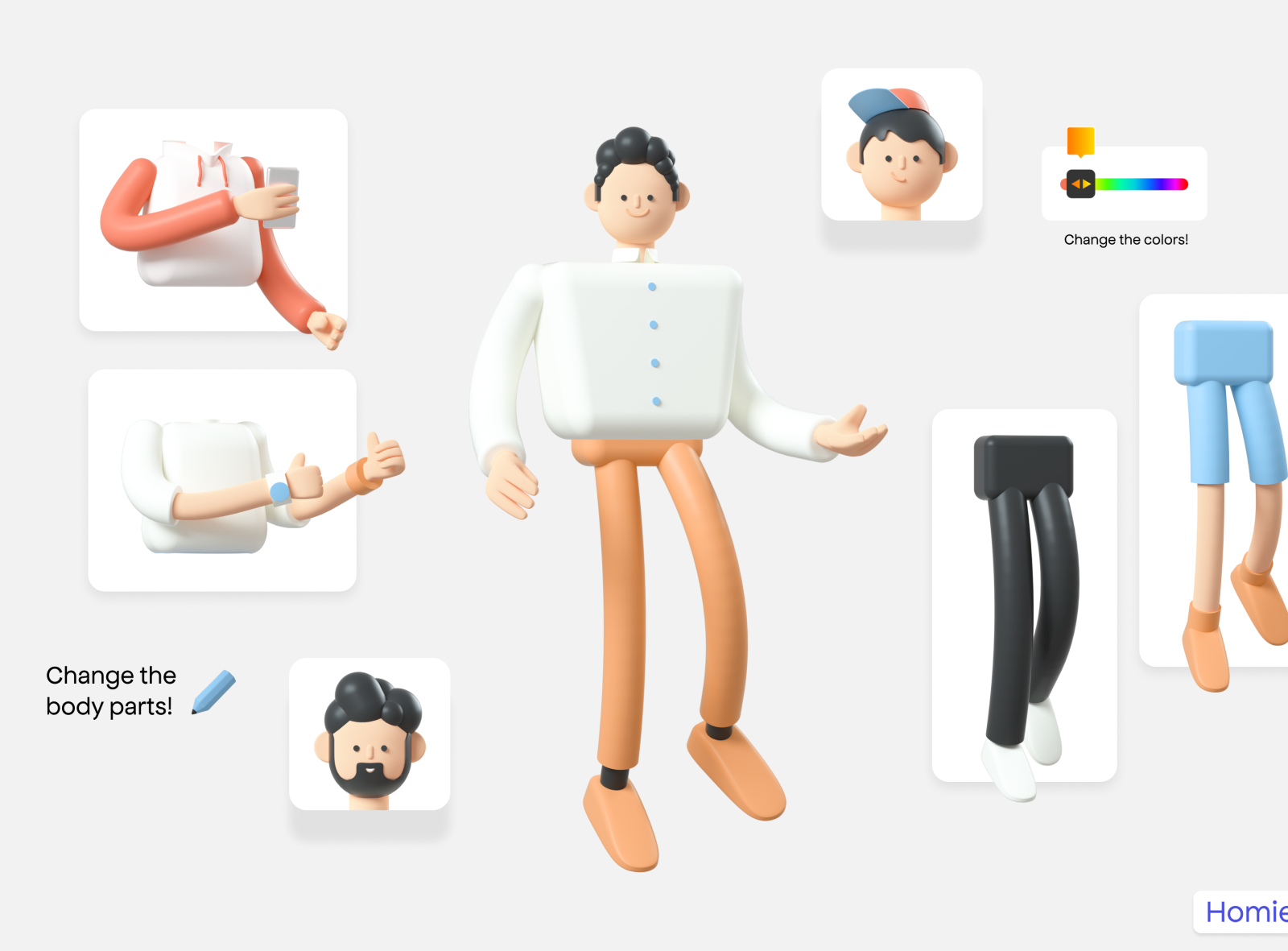 Man constructor elements body avatar icon creator. Vector Illustration  trendy flat design cartoon character creation spare parts spares  animation.:: موقع تصميمي