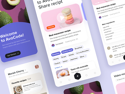 Yummy app 🥑 app avocado cards colors design filters foodapp inspiration ios mobile splashscreen ui