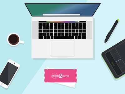 Dribbble Invite x2 coffee draft dribbble giveaway illustration invite invites iphone macbook tickets