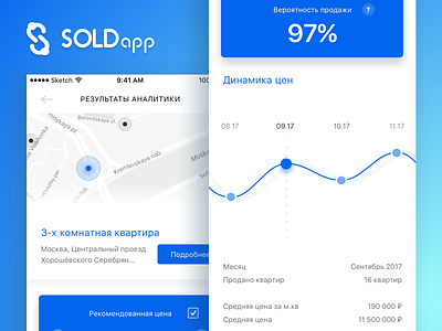 SOLDapp apartment app blue colors flat graphic ios mobile rent sold ui ux
