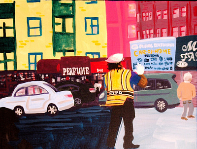 TRAFFIC COP SOHO cars city illustration copy directing downtown new york new york city nyc pedestrian police traffic urban