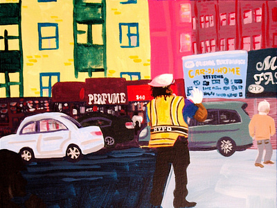 TRAFFIC COP SOHO cars city illustration copy directing downtown new york new york city nyc pedestrian police traffic urban