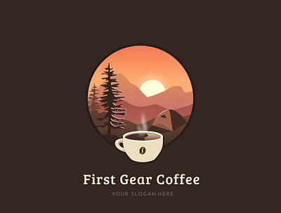 Good morning coffee dark camping coffee illustration