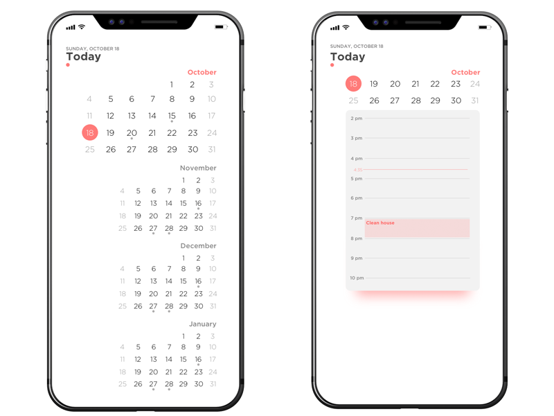 Calendar app redesign for iphone 8 by Bernardo Cortes on Dribbble